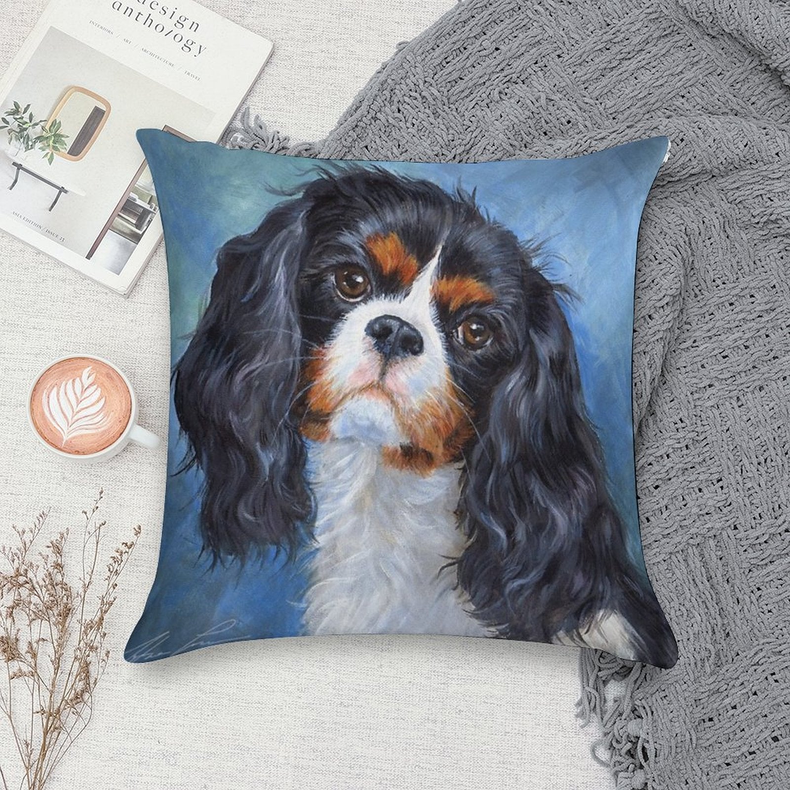 Cavalier King Charles Spaniel Soft Hidden Zipper Throw Pillow
