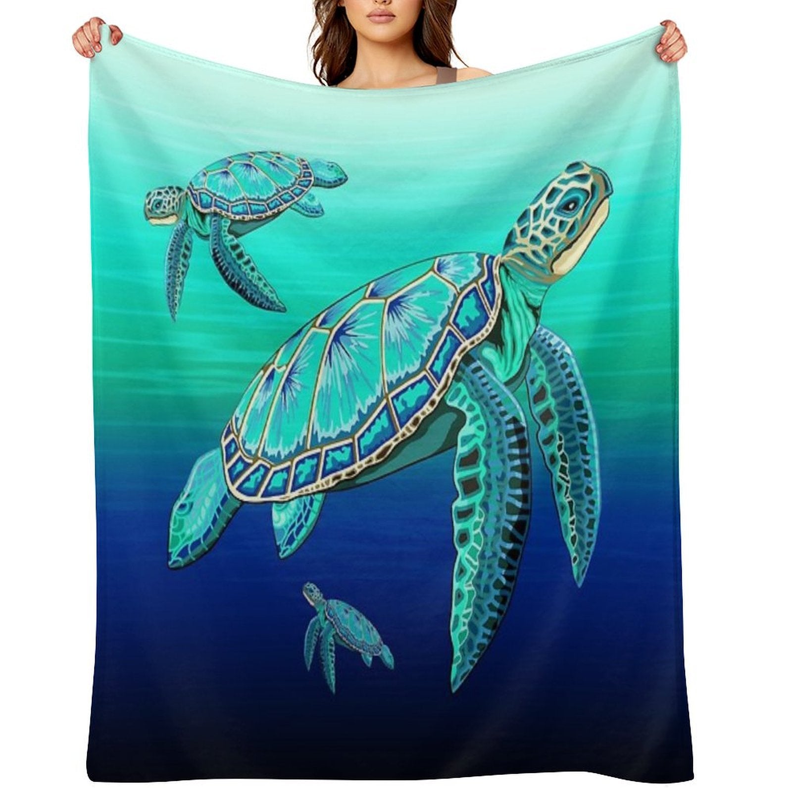 Sea Turtle Turquoise Oceanlife Velvety-soft Throw Blanket