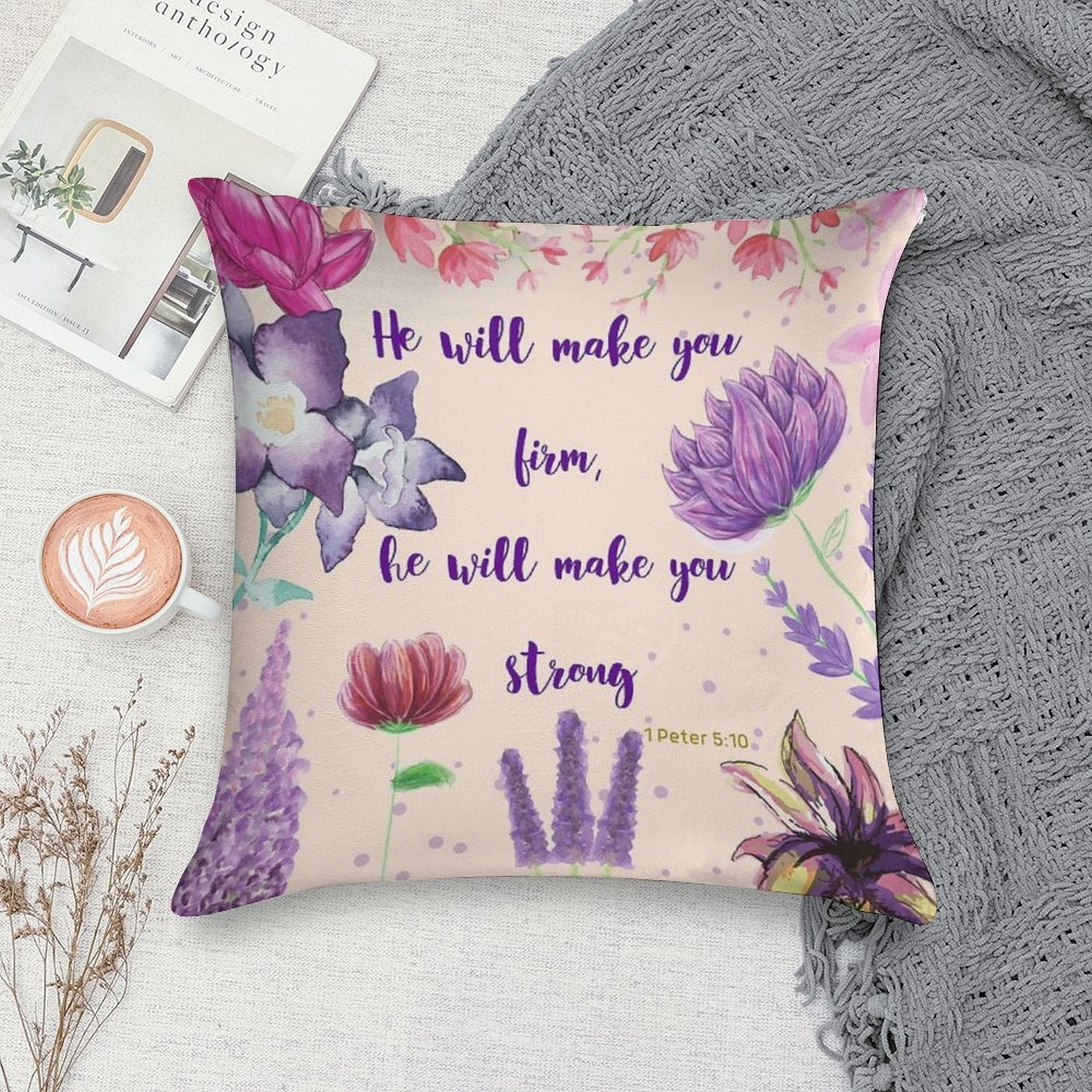 He Will Make You Strong 1 Peter 510 JW Soft Shrink-Resistant Throw Pillow