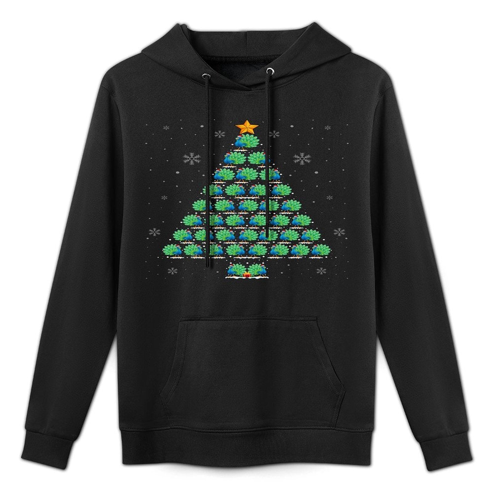 Peacock Lover Christmas Tree Lights Santa Hat Peacock Xmas Customizable Surface Hoodie