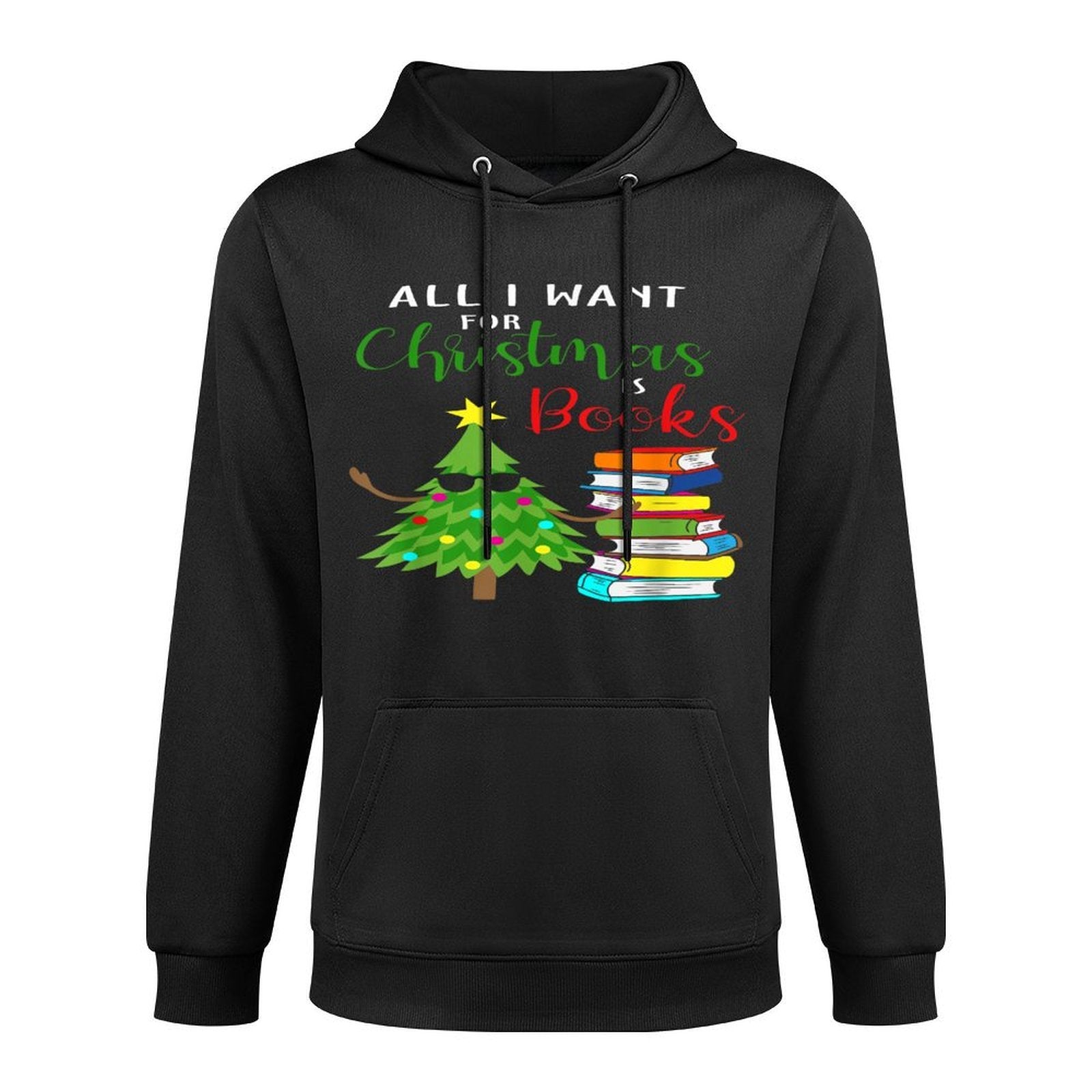 All I Want For Christmas Is Books Christmas Tree Medium-Weight Fabric Hoodie