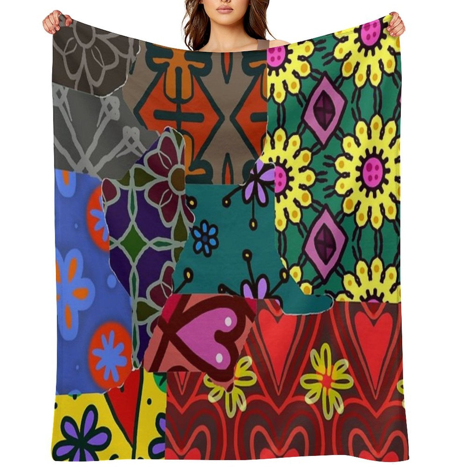 Graphic Design Pacthwork Pattern Anti-pilling Throw Blanket