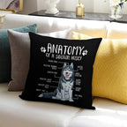 Funny Siberian Husky Anatomy Dog Owner Dog Lover Soft Durable Construction Throw Pillow