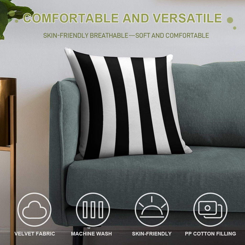 Big Lines Black Soft Decorative Cover Throw Pillow