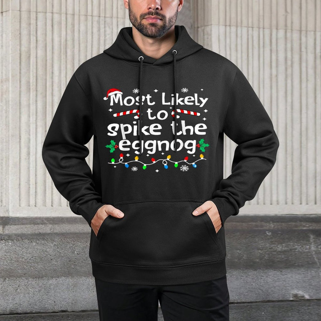 Most Likely to Spike The Eggnog Christmas Matching Family Customizable Surface Hoodie