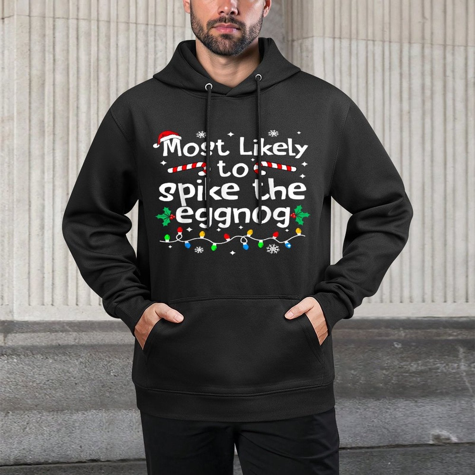 Most Likely to Spike The Eggnog Christmas Matching Family Customizable Surface Hoodie