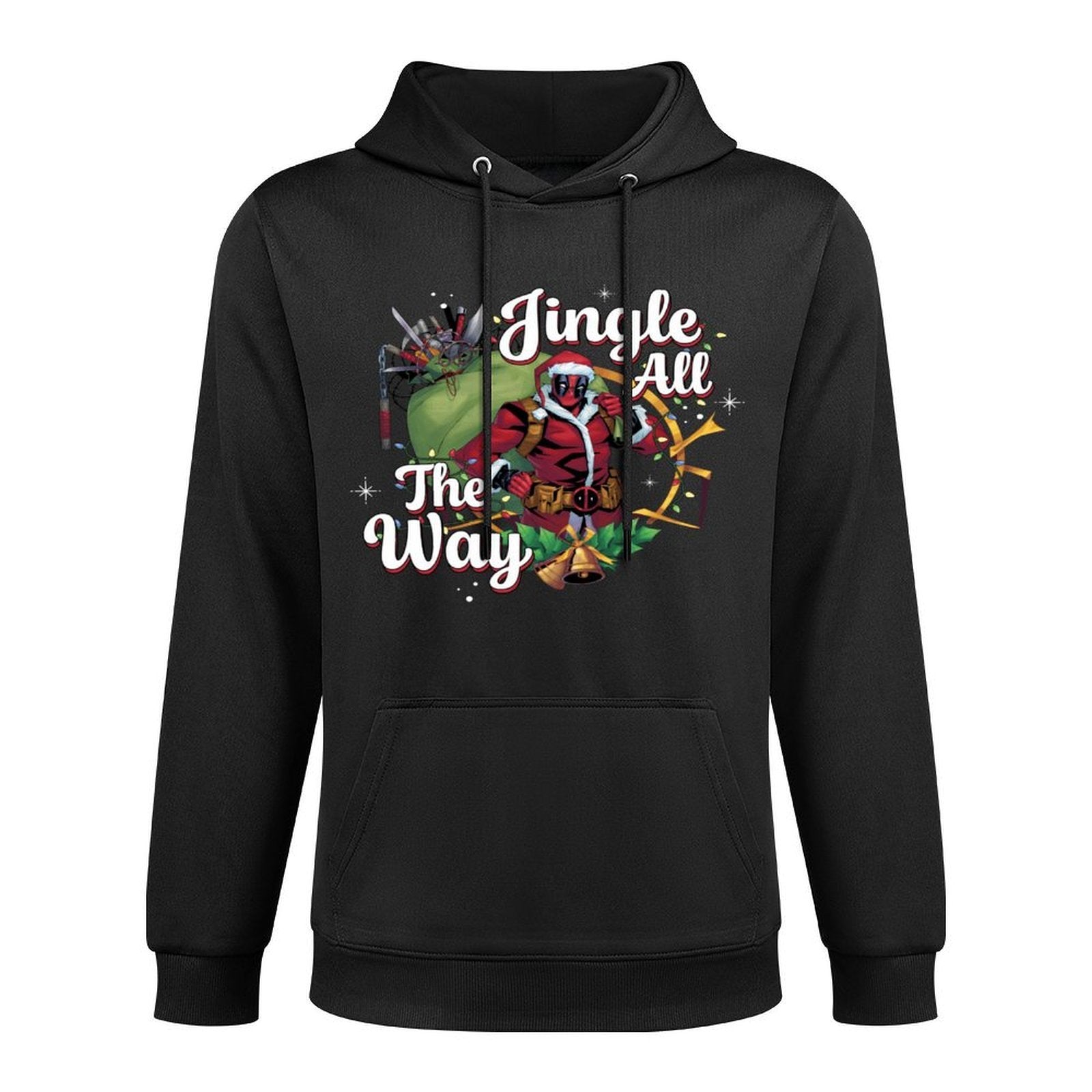 Marvel Deadpool Christmas Jingle All The Way Portrait Sweatshirt Cotton-Polyester Blend Hoodie