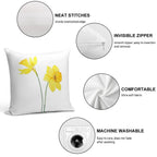 Hand Painted Yellow Daffodils Watercolor Painting Soft Bedroom Essential Throw Pillow