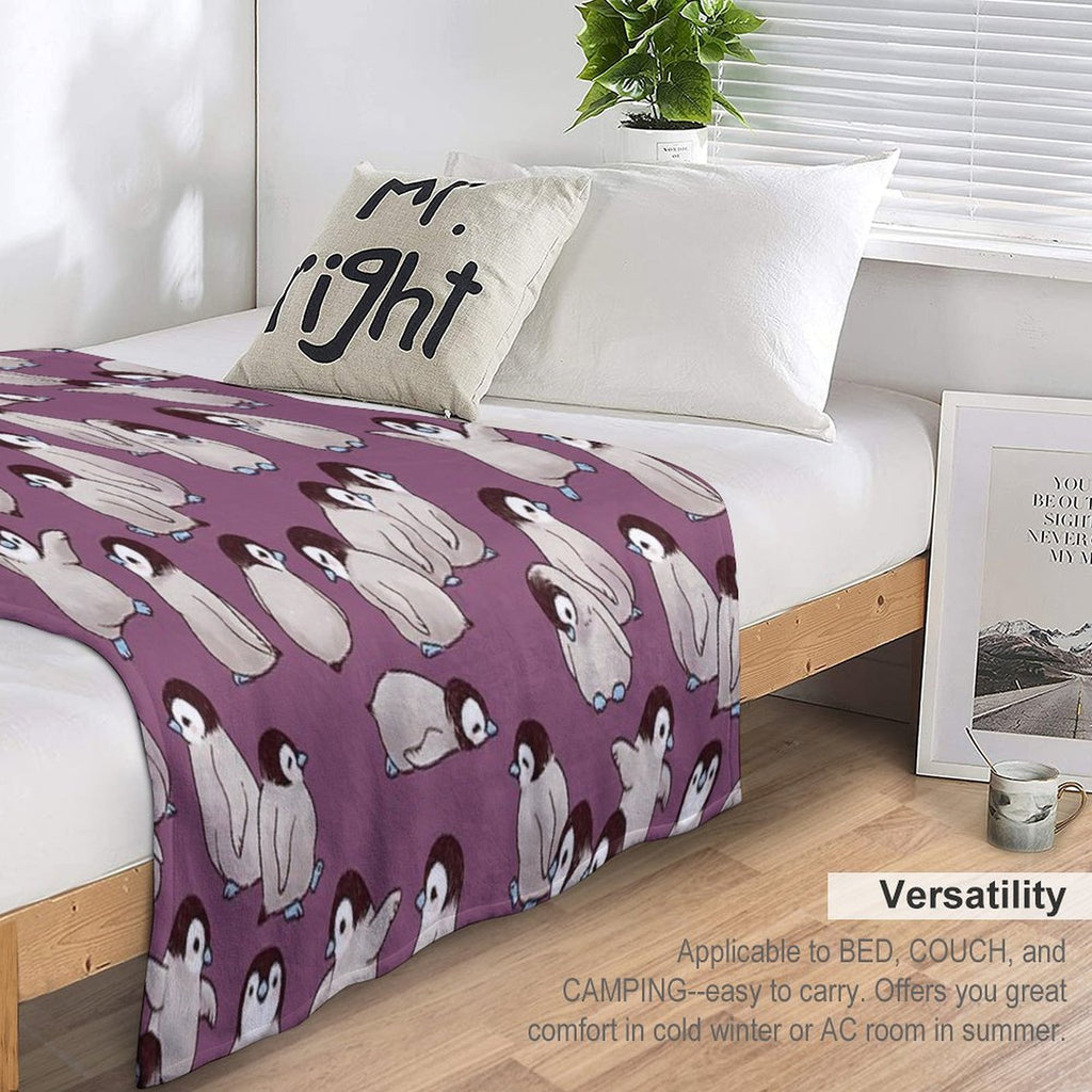 Penguin Pattern Sustainable Throw Blanket