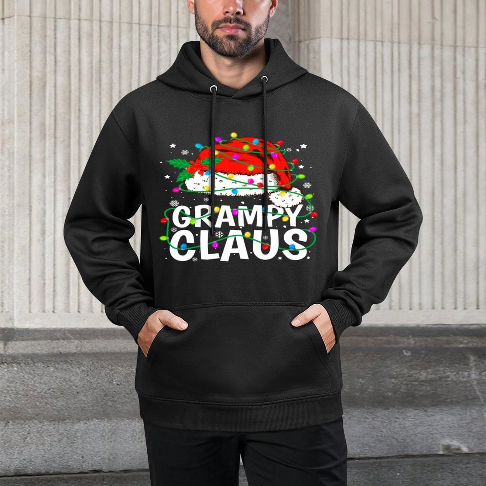 Grampy Claus Christmas Lights Pajama Family Matching Durable Construction Hoodie