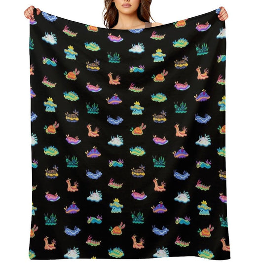 Sea Slug - Black Versatility Throw Blanket