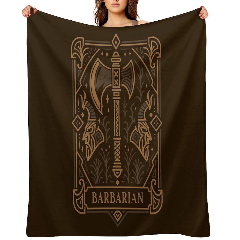 Barbarian Character Class Emblem Tabletop TTRPG Premium Throw Blanket