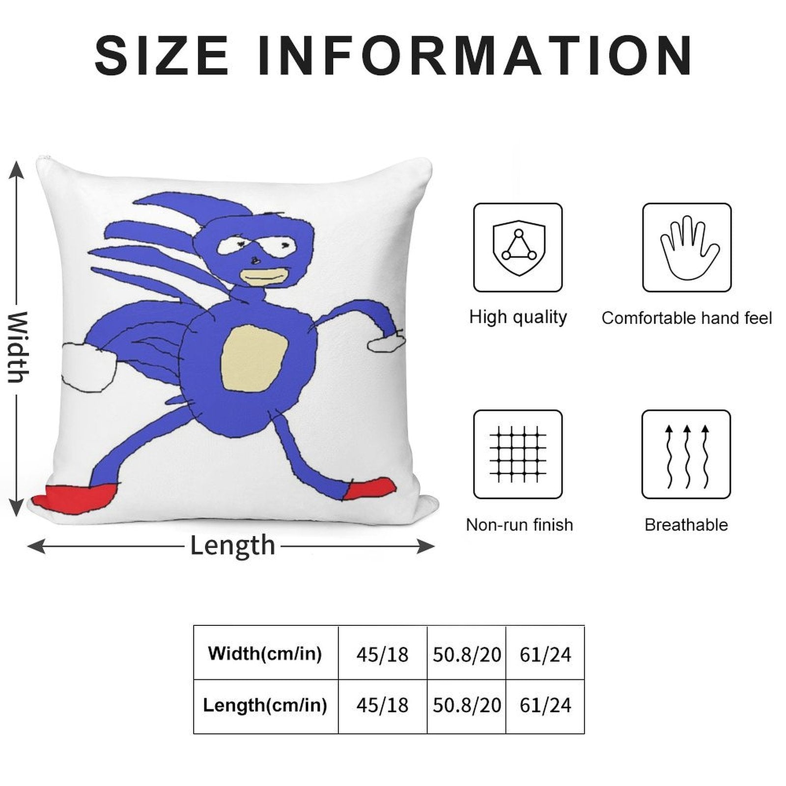Sanic Soft Easy Maintenance Throw Pillow