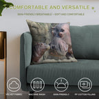 Fritz And Tucker The Hippos at The Cincinnati Zoo Soft Easy Maintenance Throw Pillow