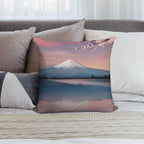 Mt Fuji with Cherry Blossoms Soft Decorative Cover Throw Pillow