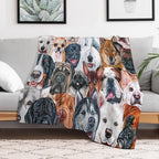 Beautiful Collage of Dogs, So Many Painted Beautiful Faces, Dogs Are The Best! Shrink-resistant Throw Blanket