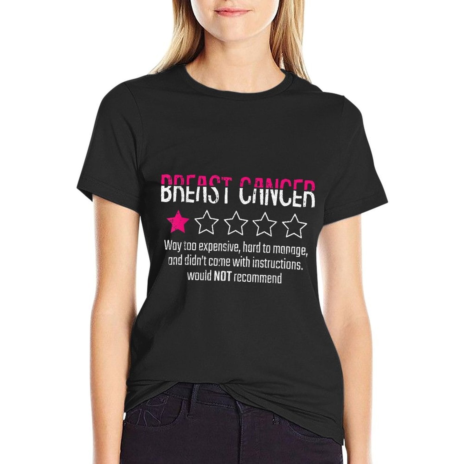 1 Star Rating Breast Cancer Awareness Funny Fighter  Vintage-inspired T-Shirt