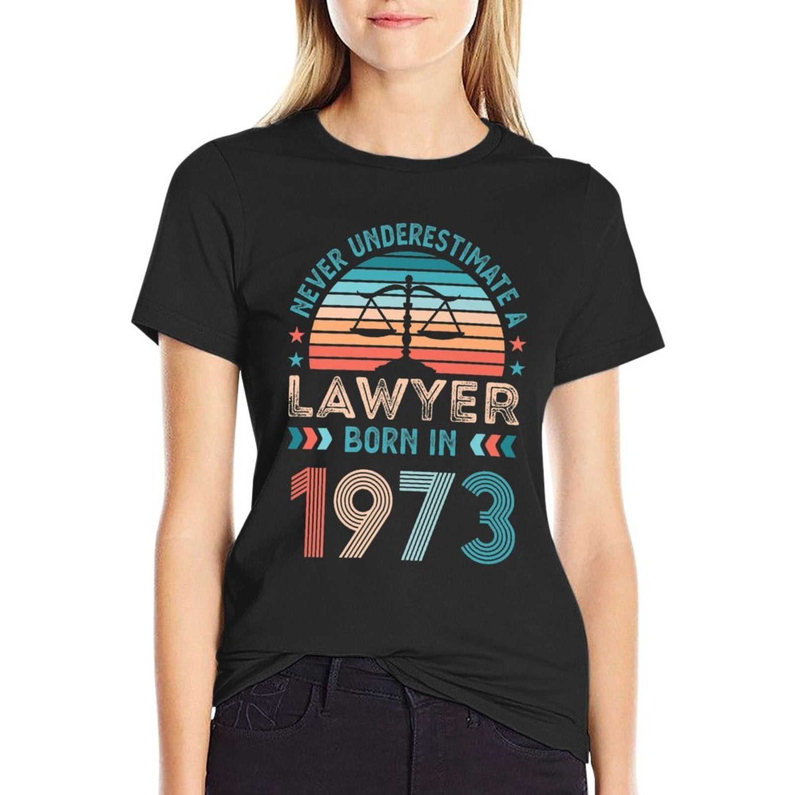 Lawyer Born in 1973 50th Birthday Law Gifts Premium  Ribbed Collar T-Shirt