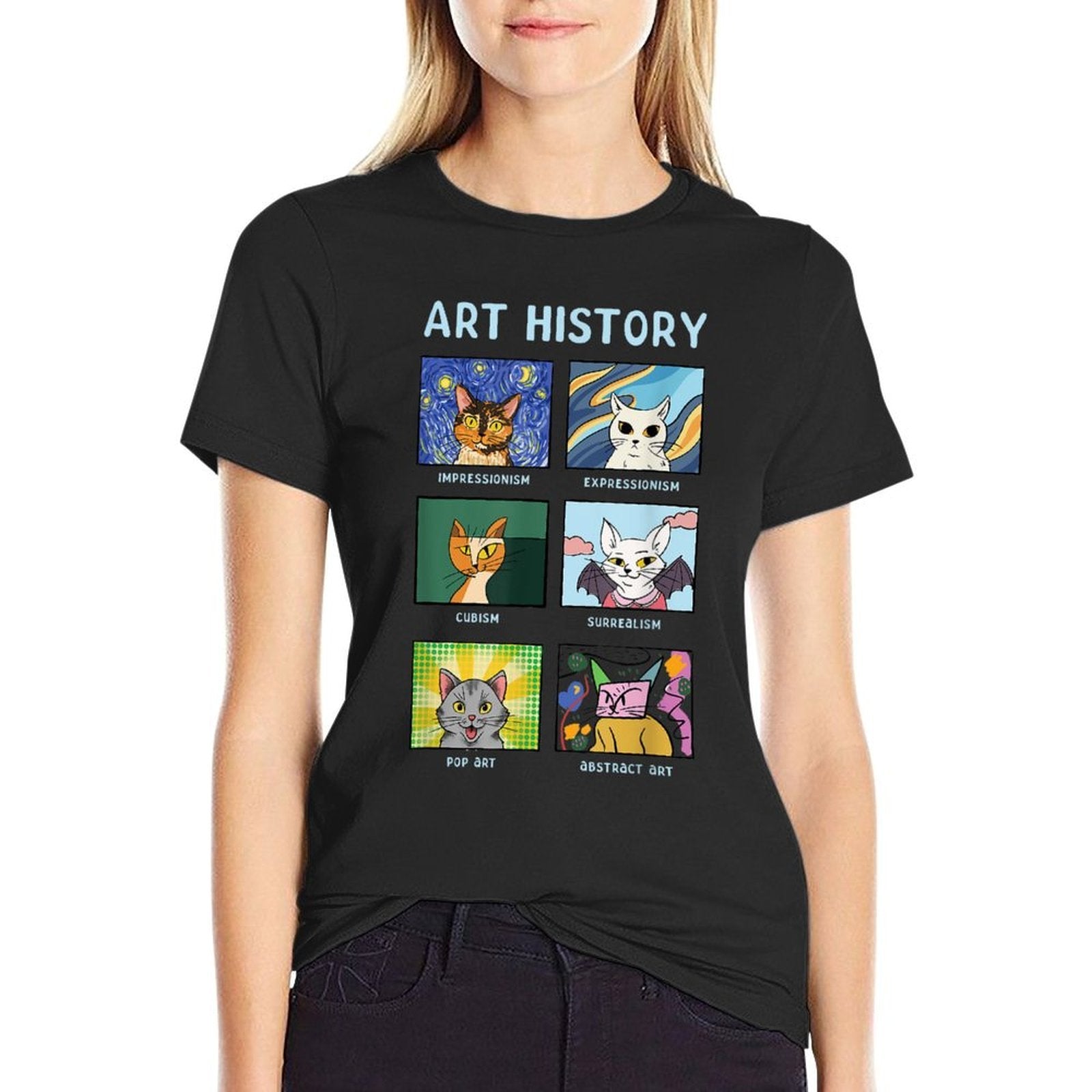 Art History Cats Fine Arts Cat for Art Collector  Cotton T-Shirt