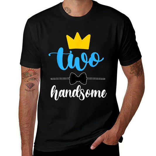 Two Handsome Toddler 2nd Birthday Outfit Boy 2 Yrs Old  Oversized Silhouette T-Shirt