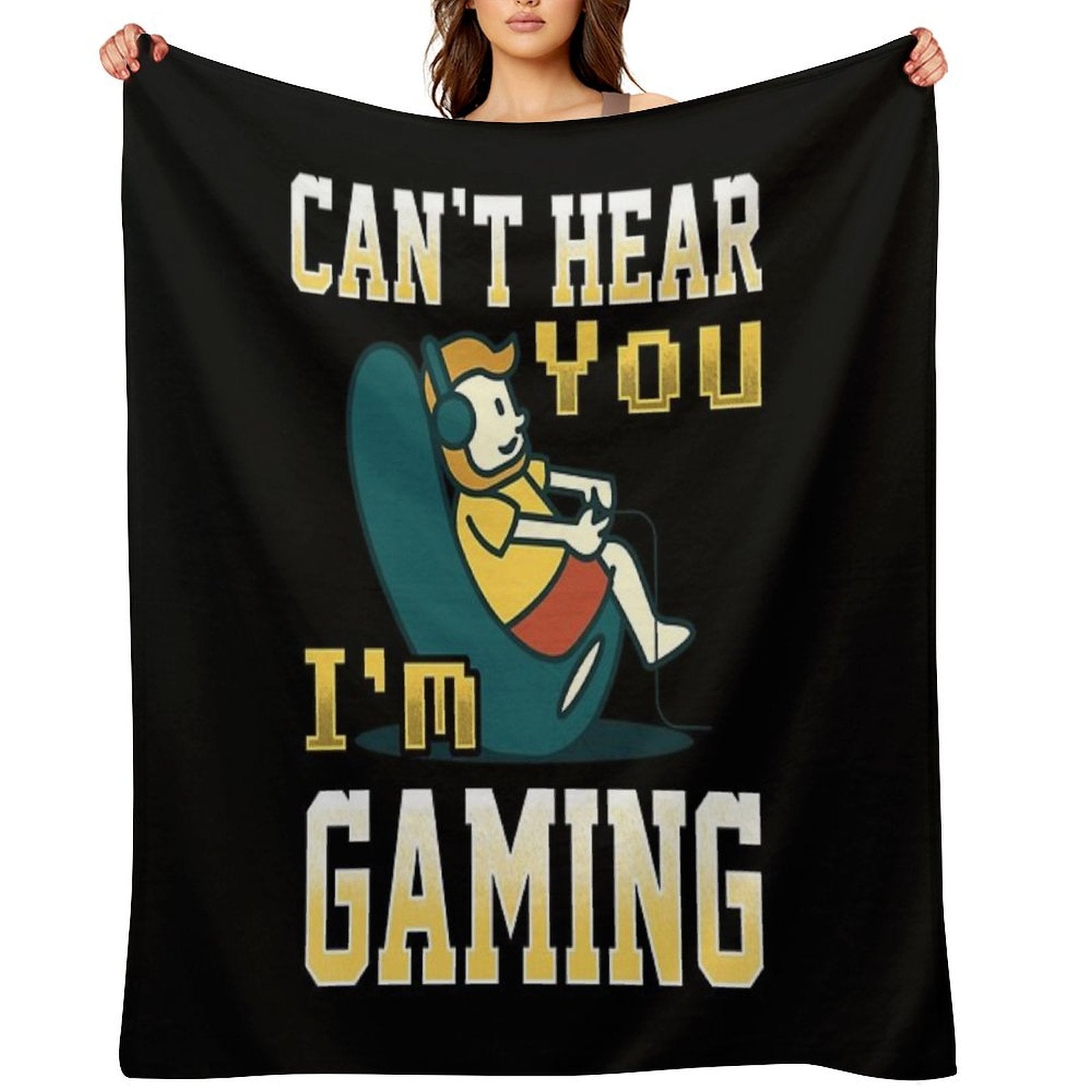 Can't Hear You I'm Gaming Multiplayer Gamer Print Velvety-soft Throw Blanket