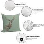 Watercolour Stag Green Soft Durable Construction Throw Pillow