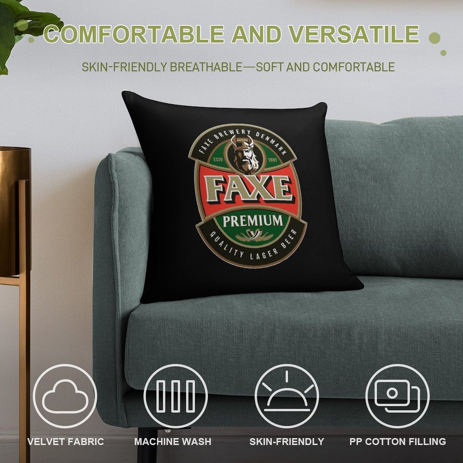 Faxe Premium Beer Soft Durable Construction Throw Pillow