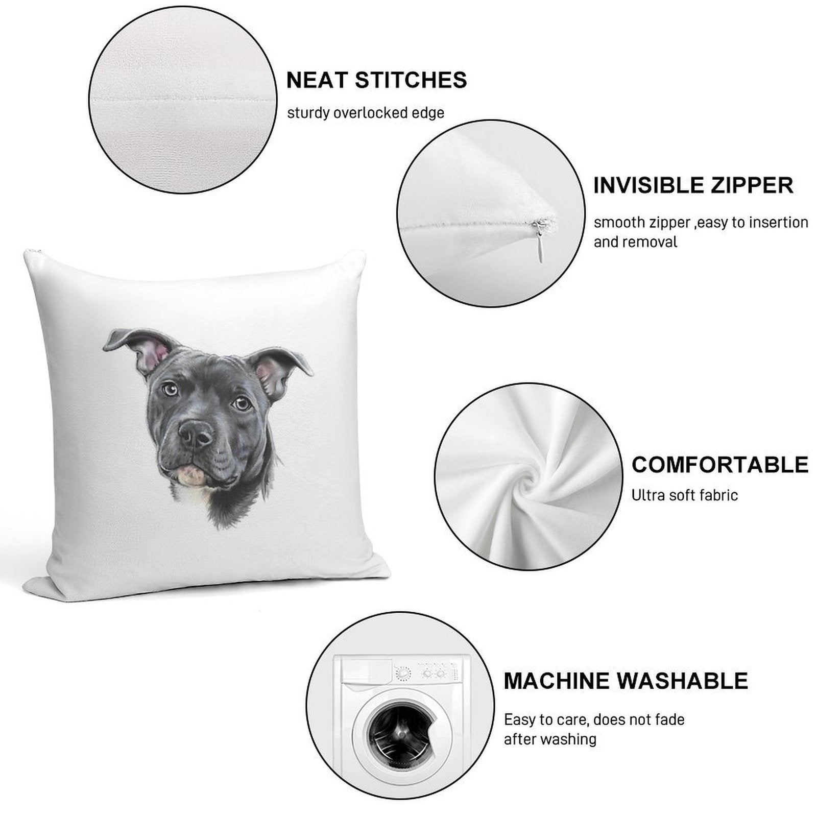 Blue Staffy Soft Warmth Comfort Throw Pillow