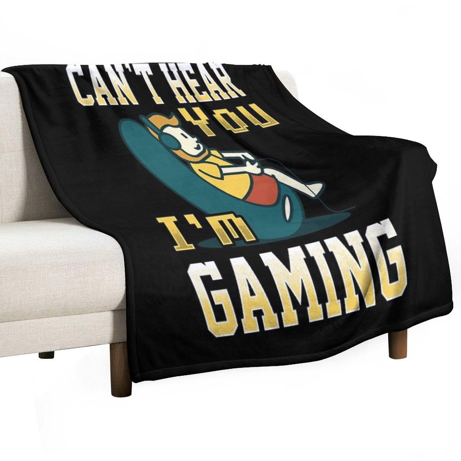 Can't Hear You I'm Gaming Multiplayer Gamer Print Velvety-soft Throw Blanket