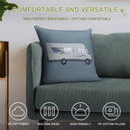 Hymer Motorhome Cartoon Graphic Soft Short Plush Fabric Throw Pillow