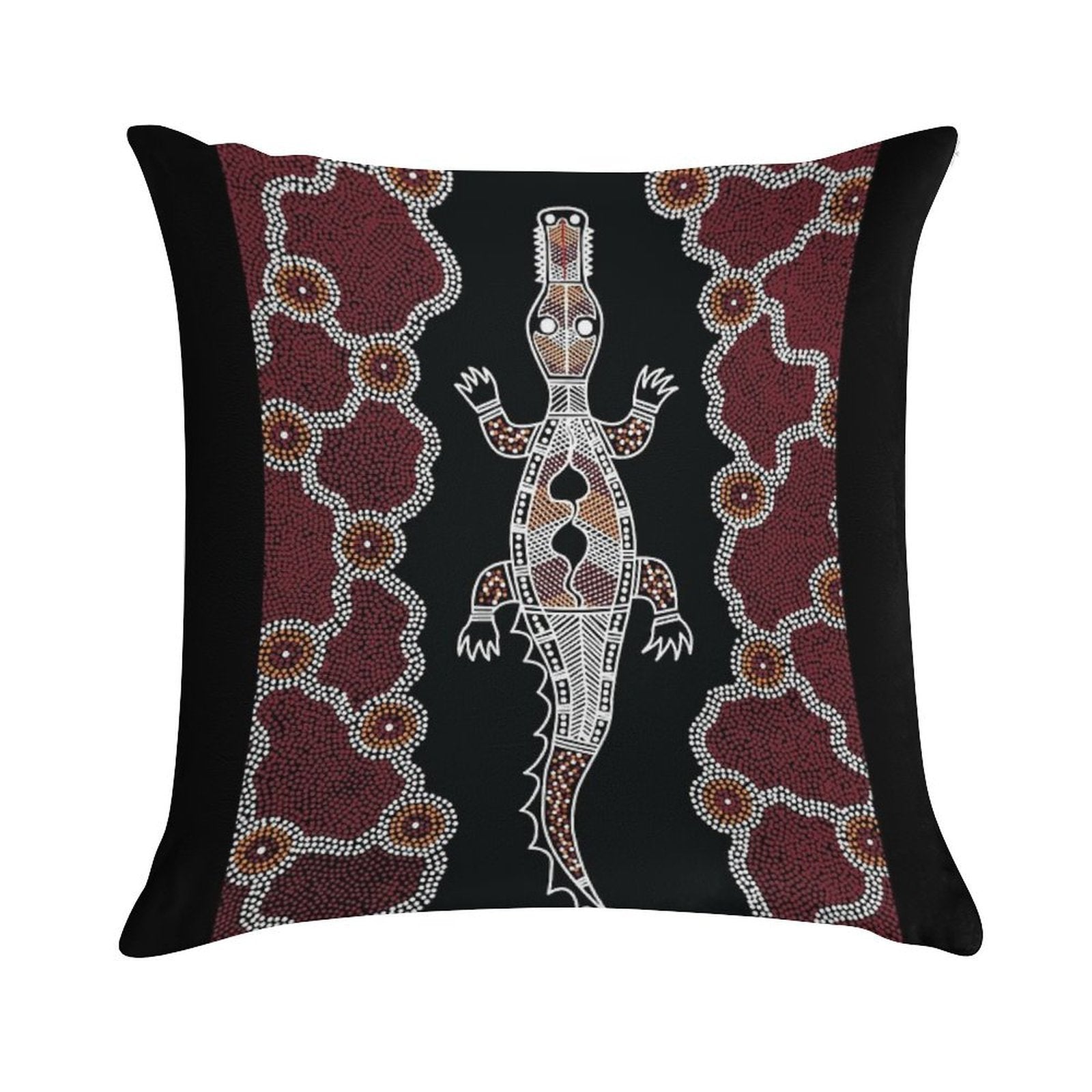 Authentic Aboriginal Art - Crocodile Authentic Designs Soft Gift Ready Throw Pillow