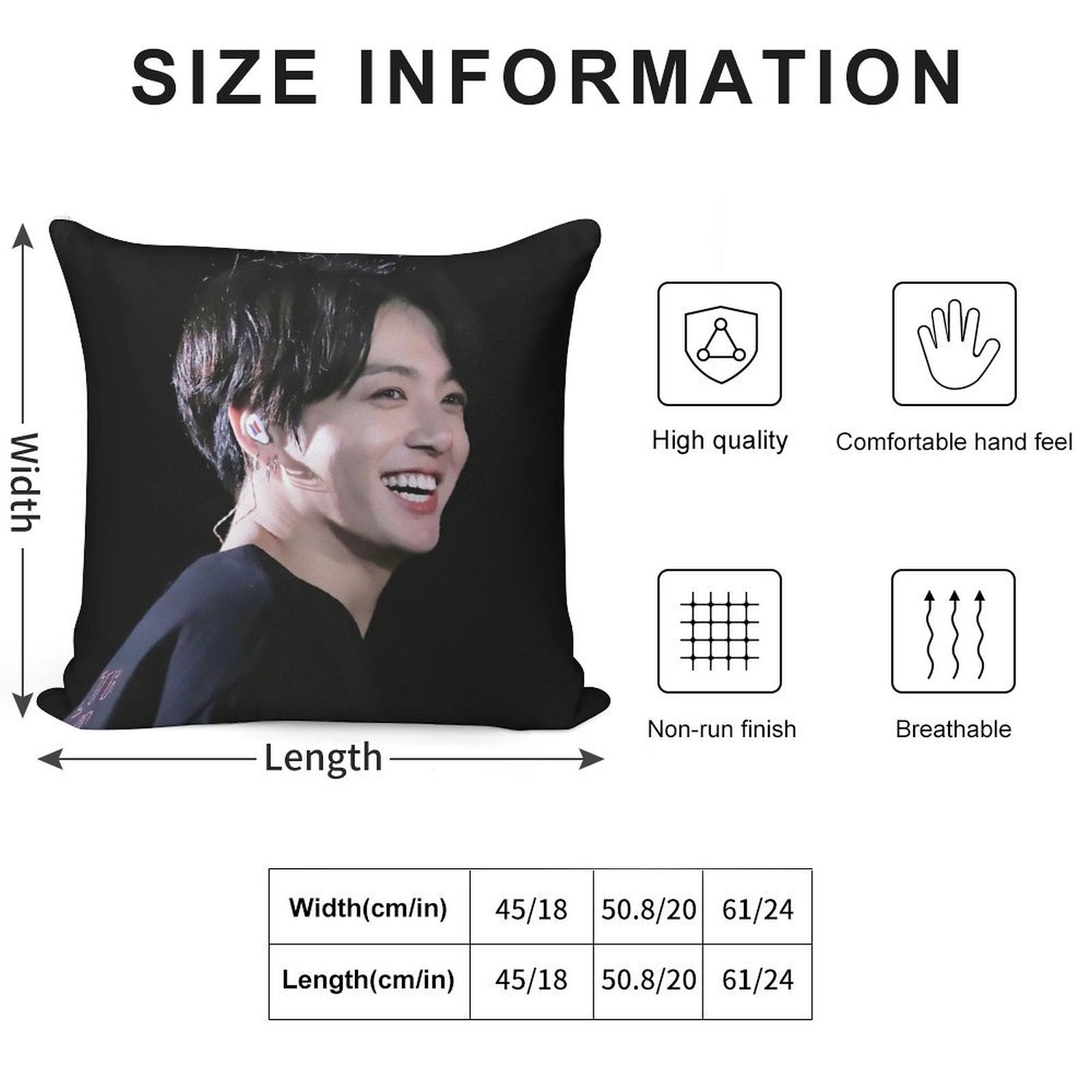 Jungkook on Stage Soft Reinforced Edging Throw Pillow