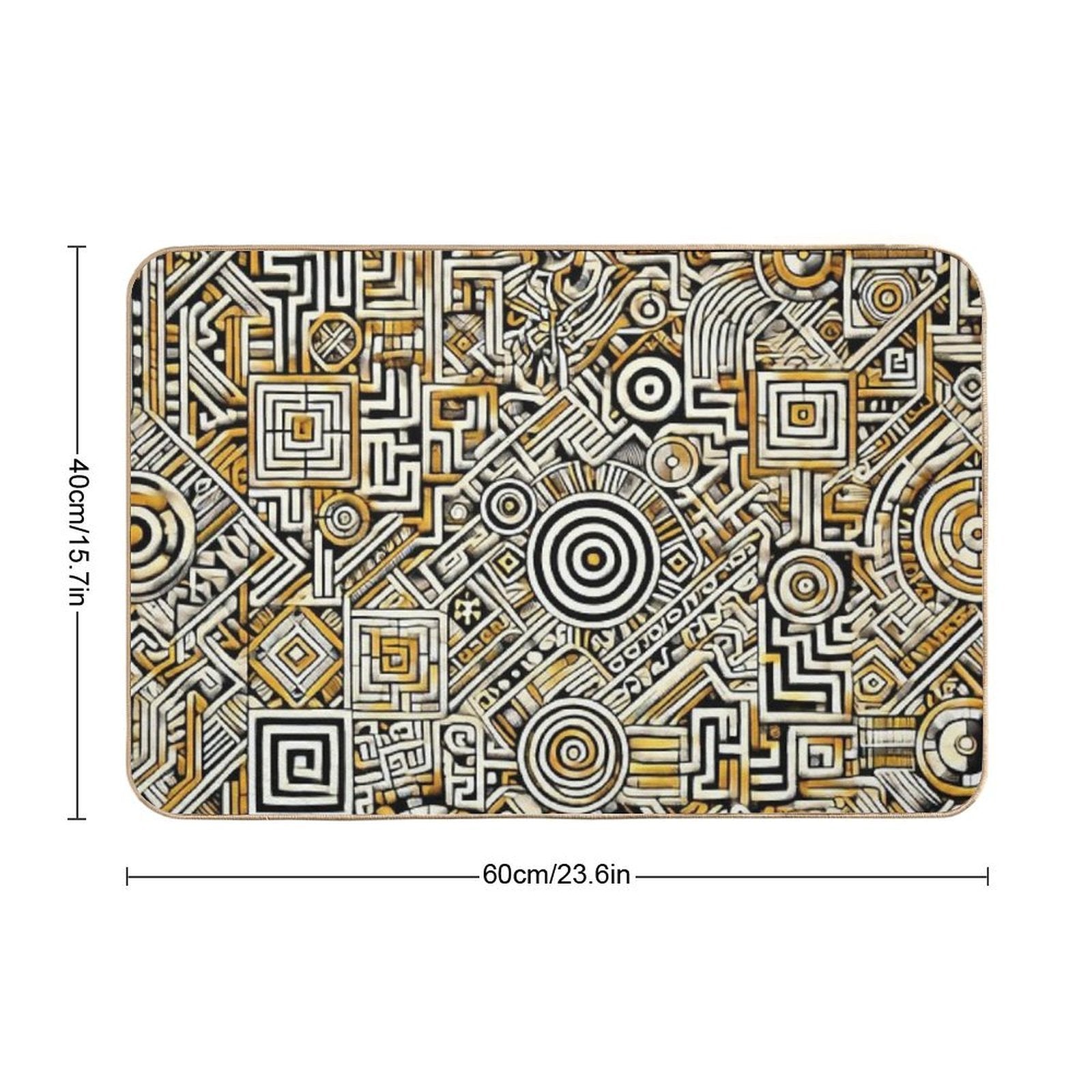 Labyrinth of Shipibo Cosmos  Easy Maintenance Bath Mat