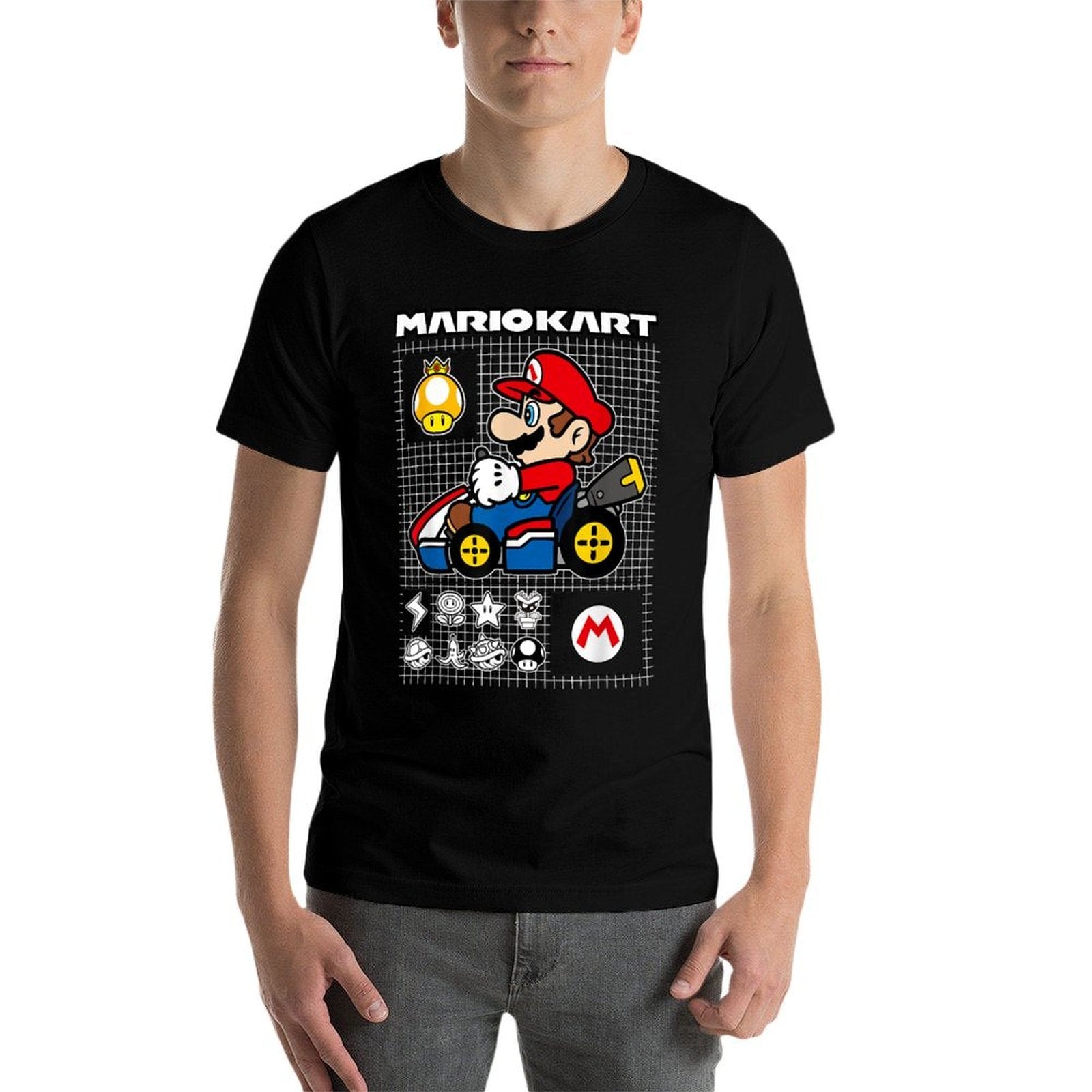 Mario Kart Rally Driver Schematics Mario  Wrinkle-resistant T-Shirt