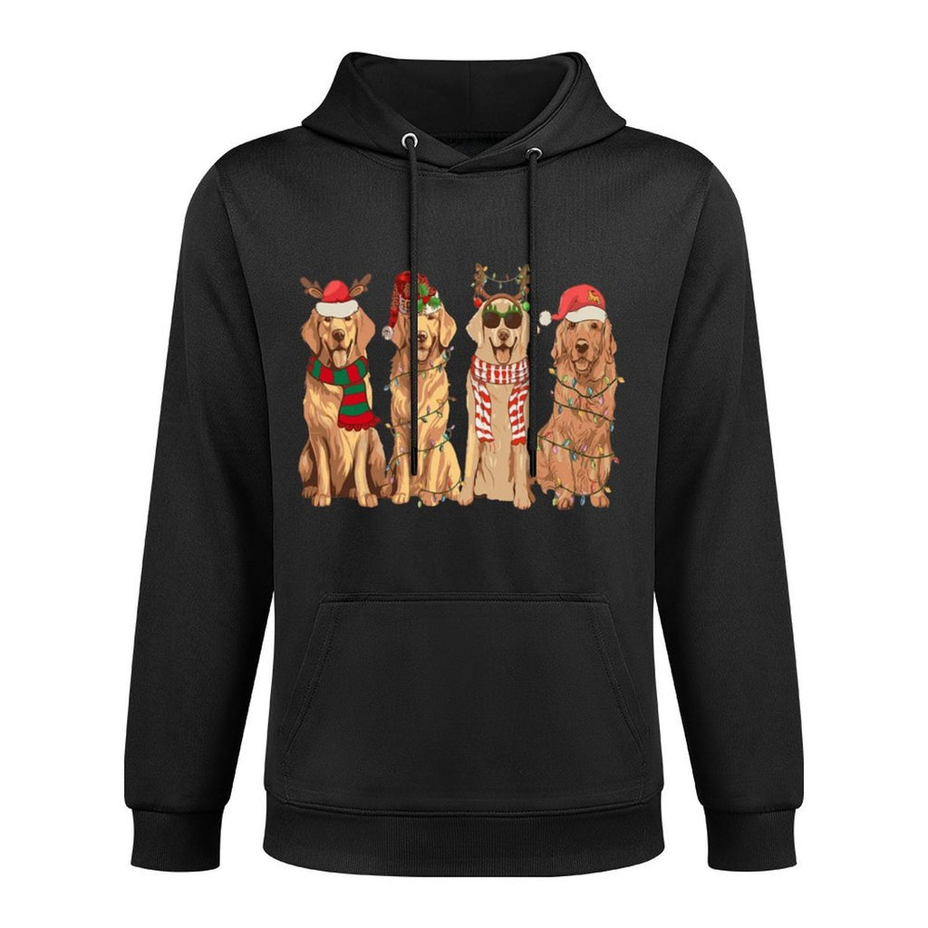 Golden Retriever Christmas Funny Lights Xmas Dogs Lovers Cotton-Polyester Blend Hoodie