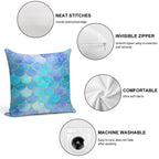 Aqua Pearlescent & Gold Mermaid Scale Pattern Soft Anti-Pilling Throw Pillow
