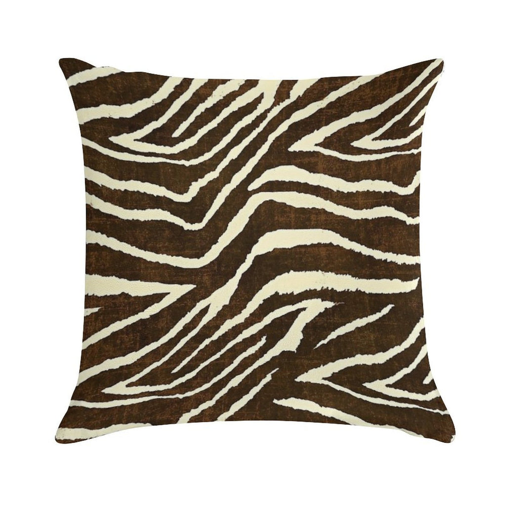 ZEBRA IN WINTER BROWN AND BEIGE ANIMAL PRINT Soft High-Density Material Throw Pillow