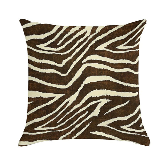 ZEBRA IN WINTER BROWN AND BEIGE ANIMAL PRINT Soft High-Density Material Throw Pillow