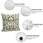 Spring Reflection - FloralBotanical Pattern W Birds, Moths, Dragonflies & Flowers Soft Gift Ready Throw Pillow