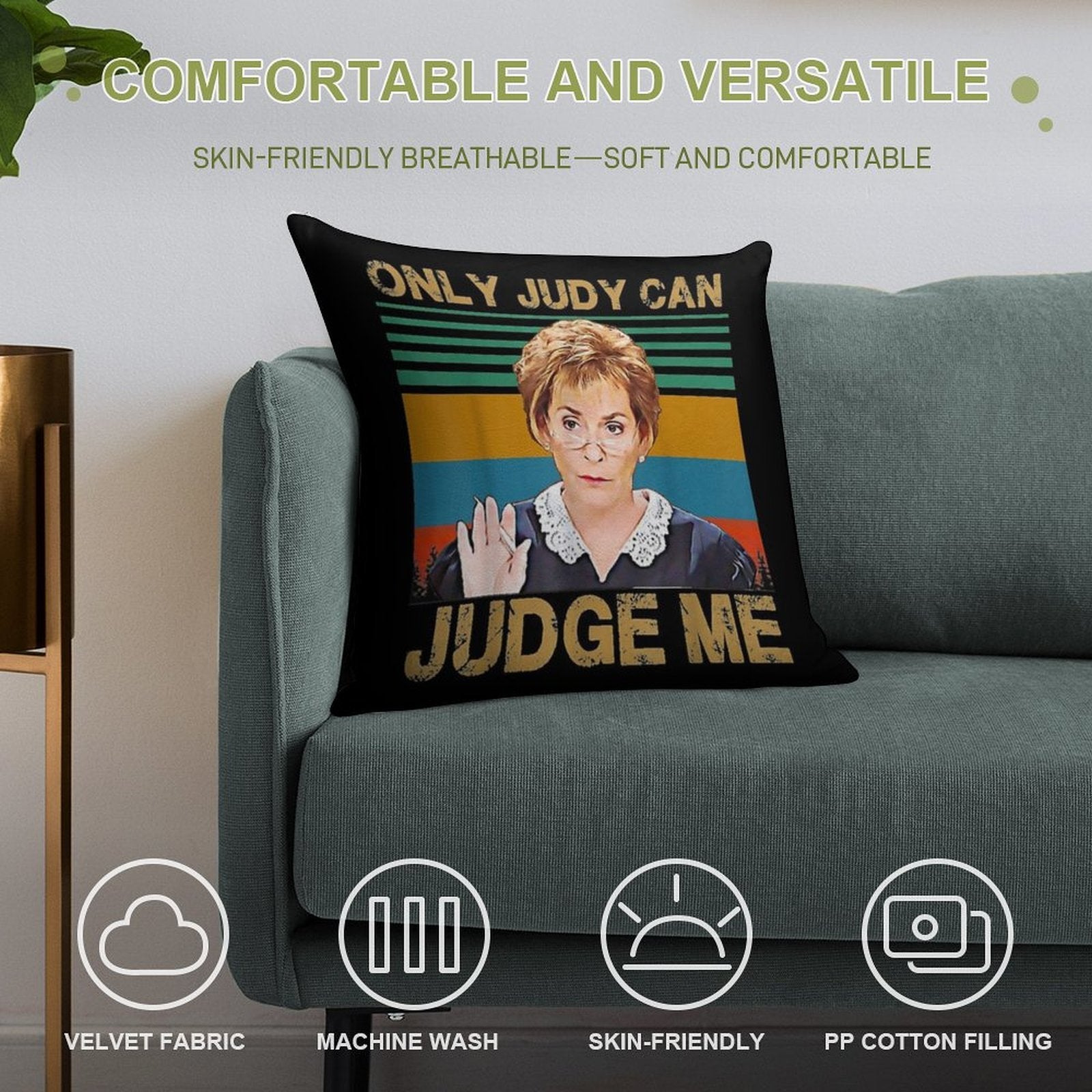 Funny Only Judy Can Judge Me Retro Vintage Soft Warmth Comfort Throw Pillow