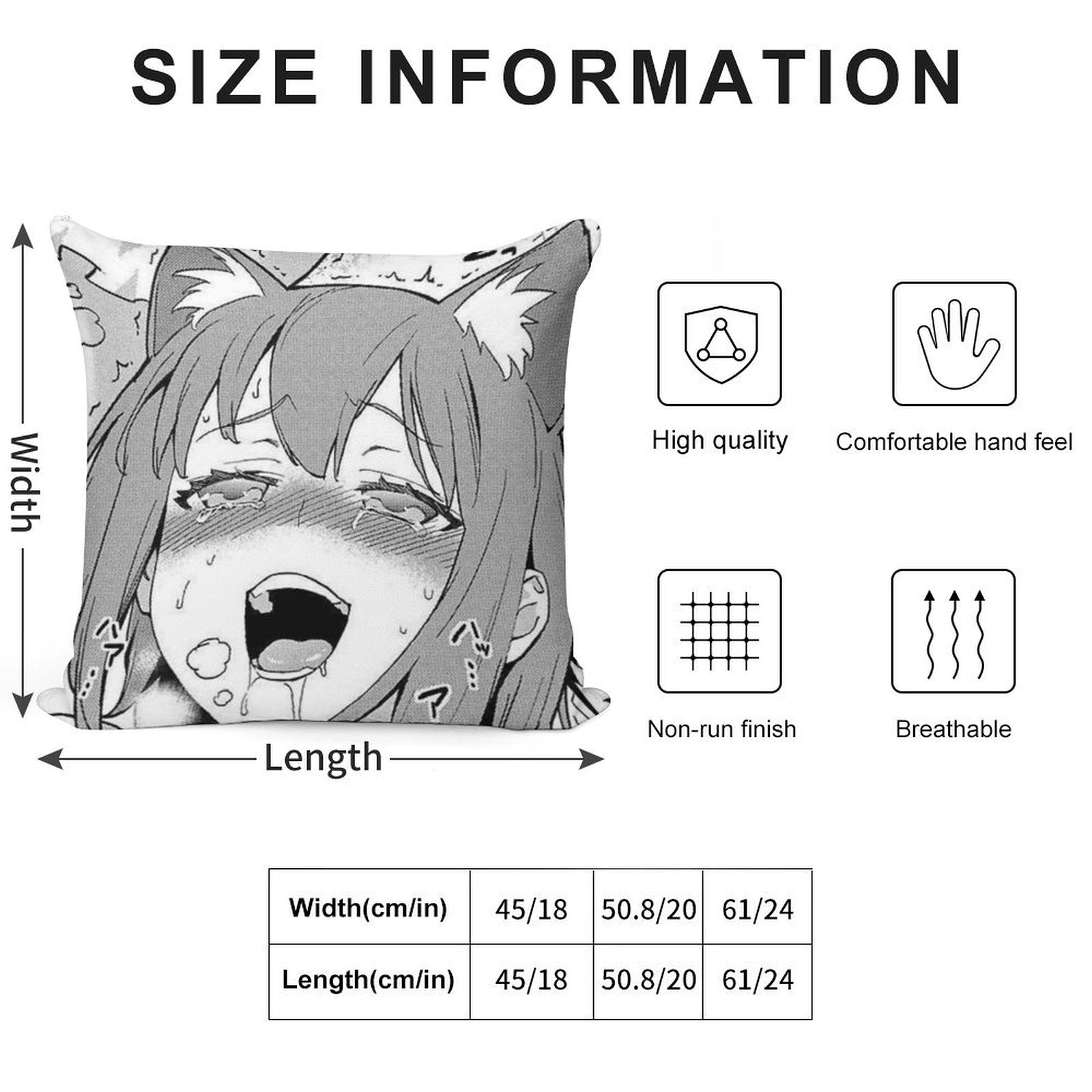 Hentai Girl Soft Reinforced Edging Throw Pillow