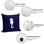 White Seahorse On Navy Blue Soft Easy Maintenance Throw Pillow