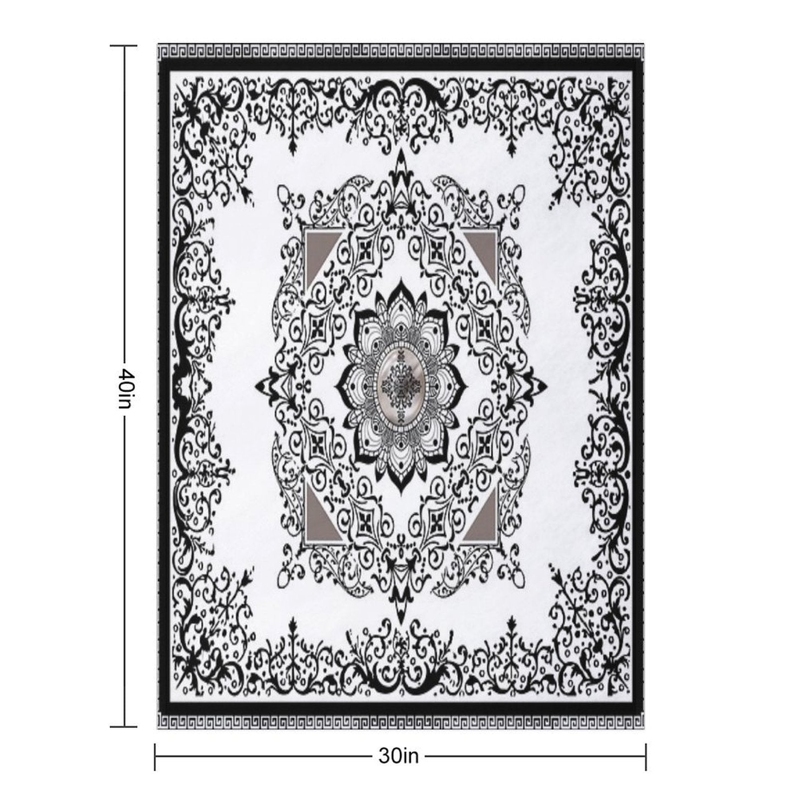 Ornate Baroque Diamonds White Black Purple Greek Key Floral Gift-ready Throw Blanket