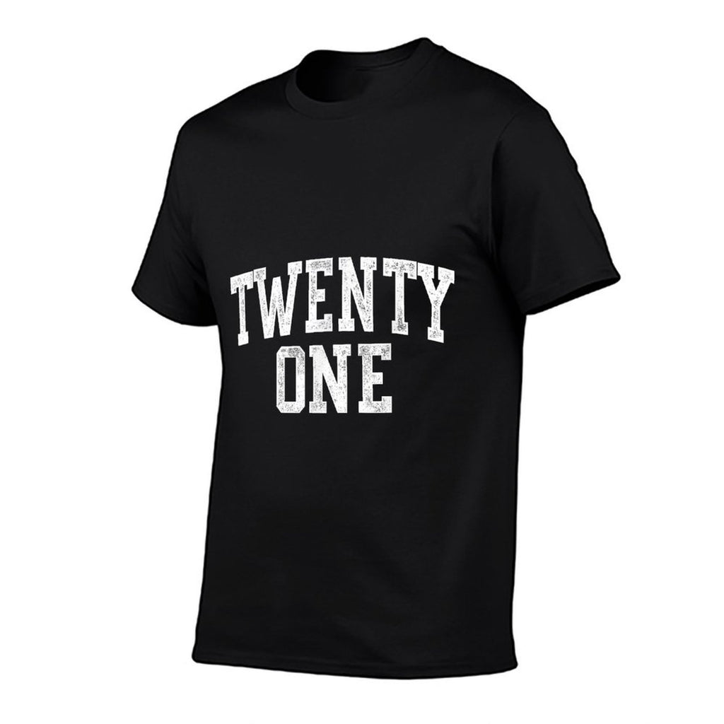 Twenty One Minimalist 21st Birthday Design 21-Year-Old  High-quality Stitching T-Shirt