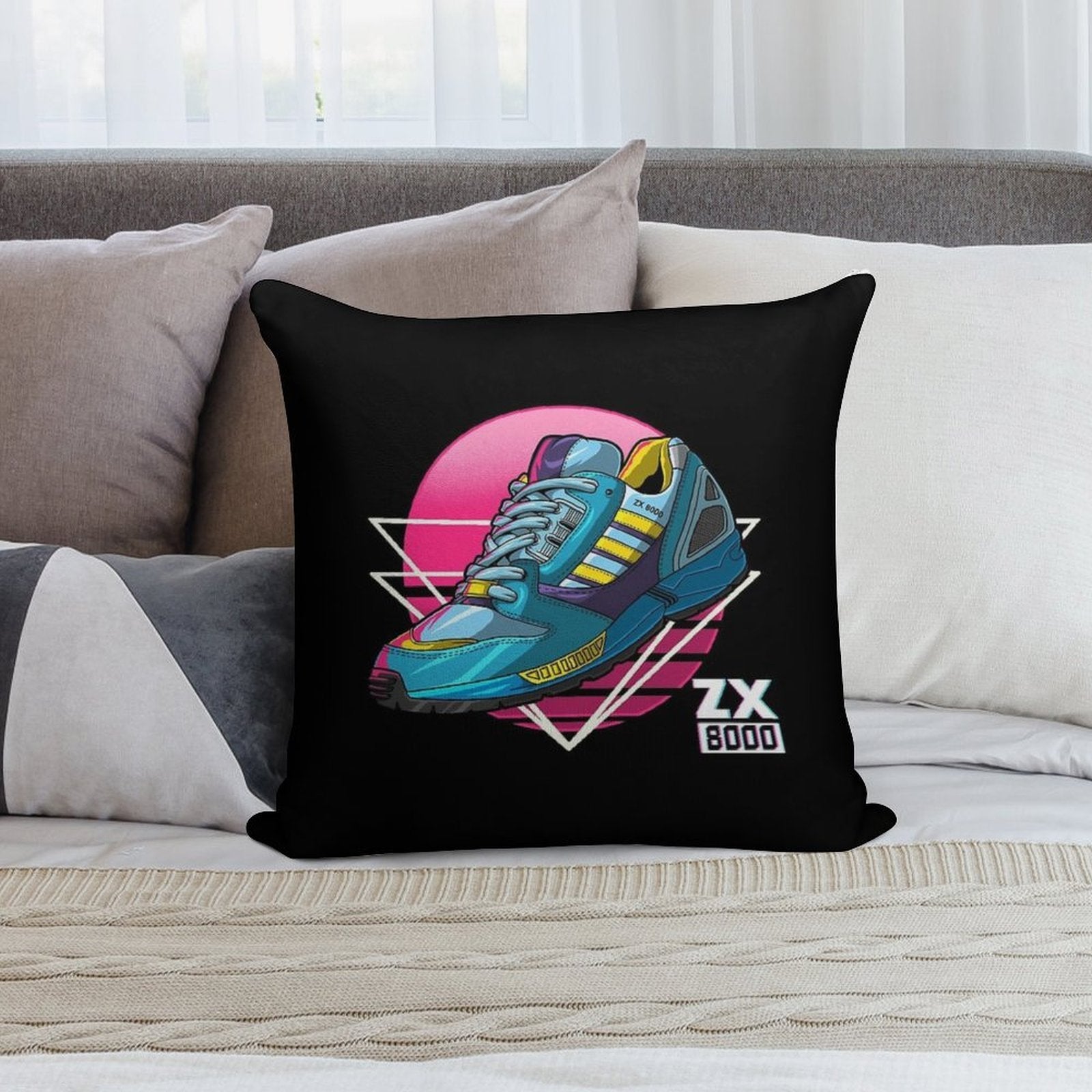 Zx Aqua 8000 Sneaker Lifestyle Ninetees Retro Runner Torsion Soft Durable Construction Throw Pillow