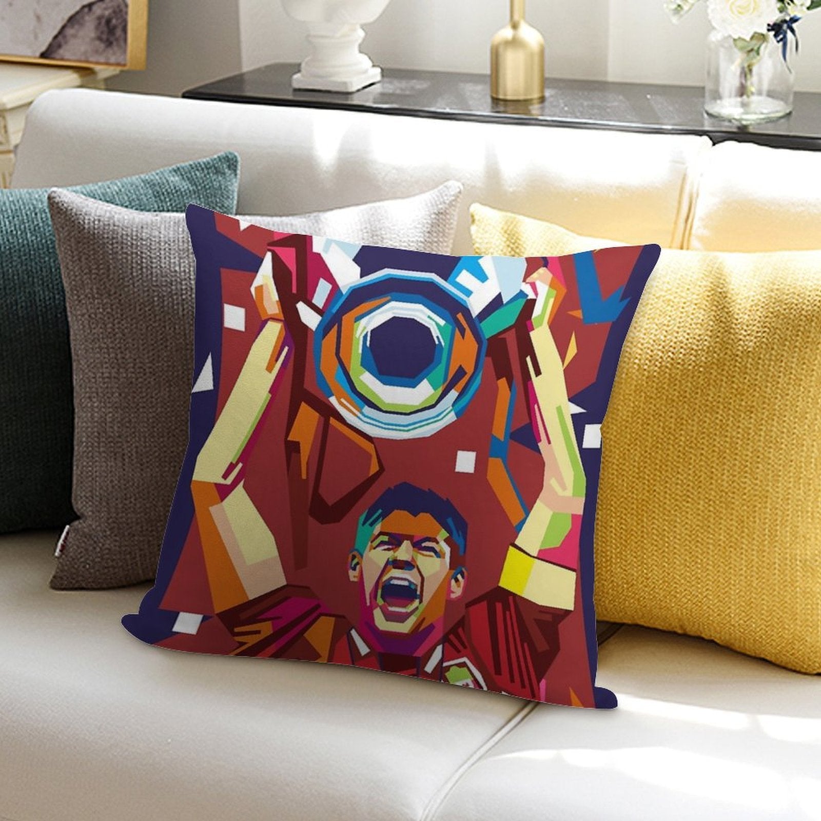 Steven Gerrard Champions 2005 Soft Reinforced Edging Throw Pillow