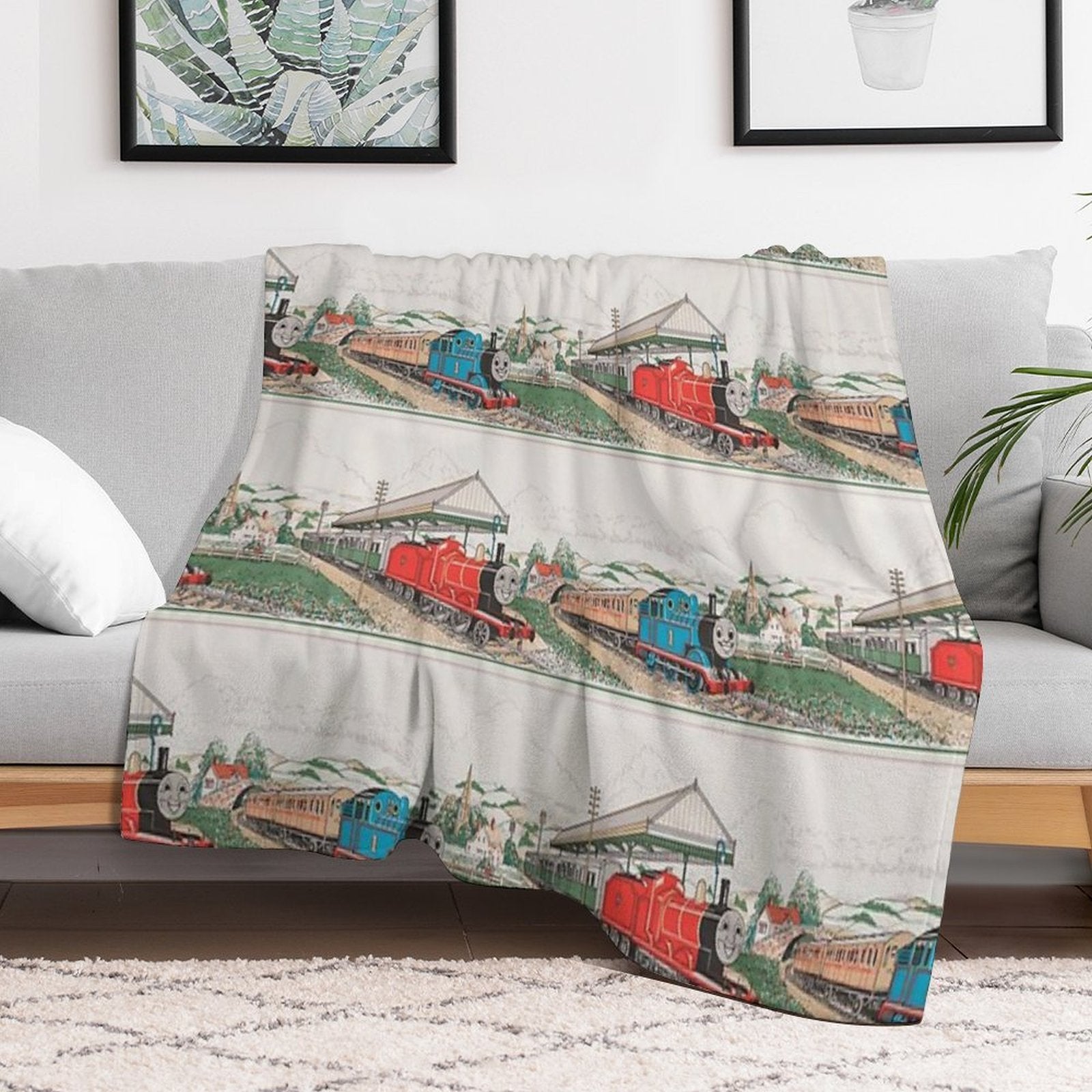 Vintage Thomas And James Seamless Pattern (Thomas The Tank Engine) Versatility Throw Blanket
