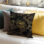 Barca Gold And Black Dragons Soft Reinforced Edging Throw Pillow