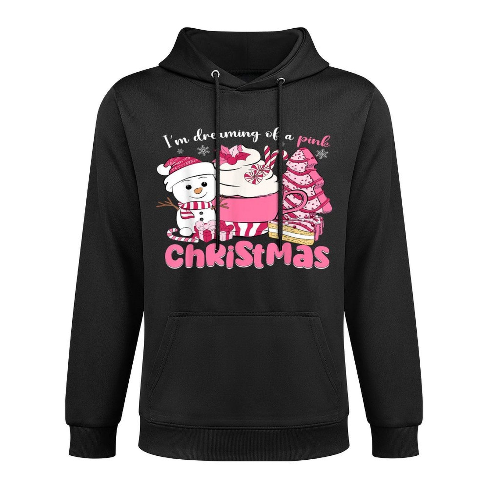 Im Dreaming of A Pink Christmas Snowman Tree Cake Xmas Casual Wear Hoodie