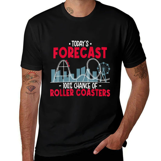 100 Chance Of Roller Coasters - Theme Park Carnival Ride  Easy-care T-Shirt